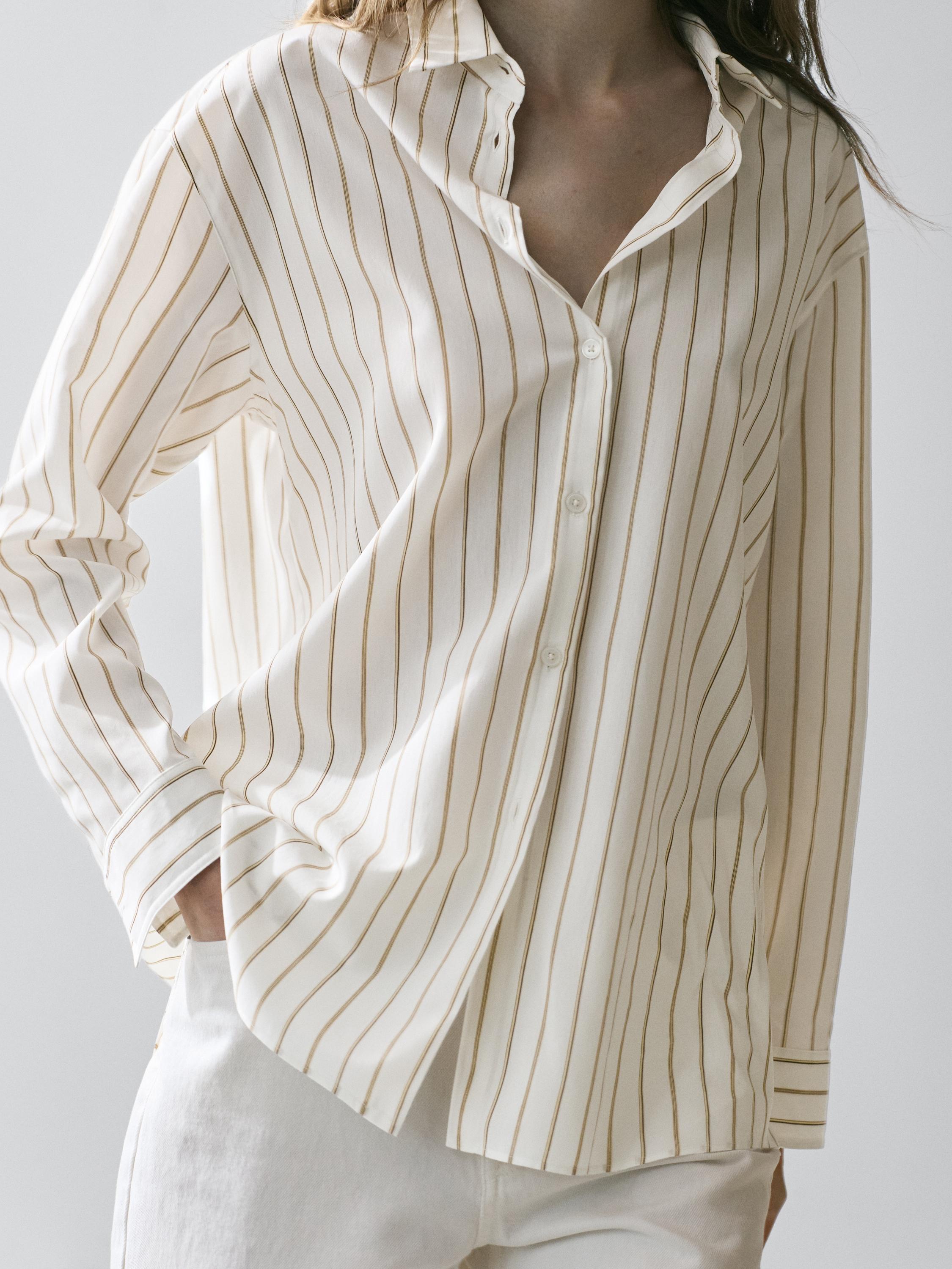 Flowing tricolor striped shirt